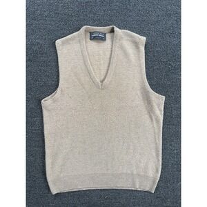 Vintage Robert Bruce Sweater Vest Size S Tan Knit V-Neck Made in USA